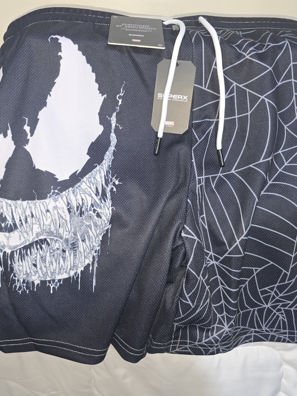 Marvel Men’s Black Spider-Web Venom Athletic Shorts